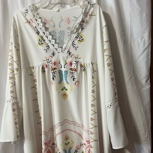 Floral Embroidered White Dress